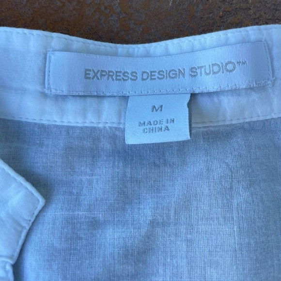 Bohemian White cotton long sleeve button up shirt with lace details size m - Picture 5 of 6